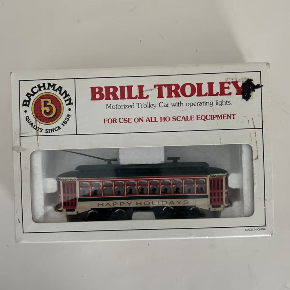 Bachmann HO Scale Brill Trolley Christmas Happy Holidays Motorized Car Lights